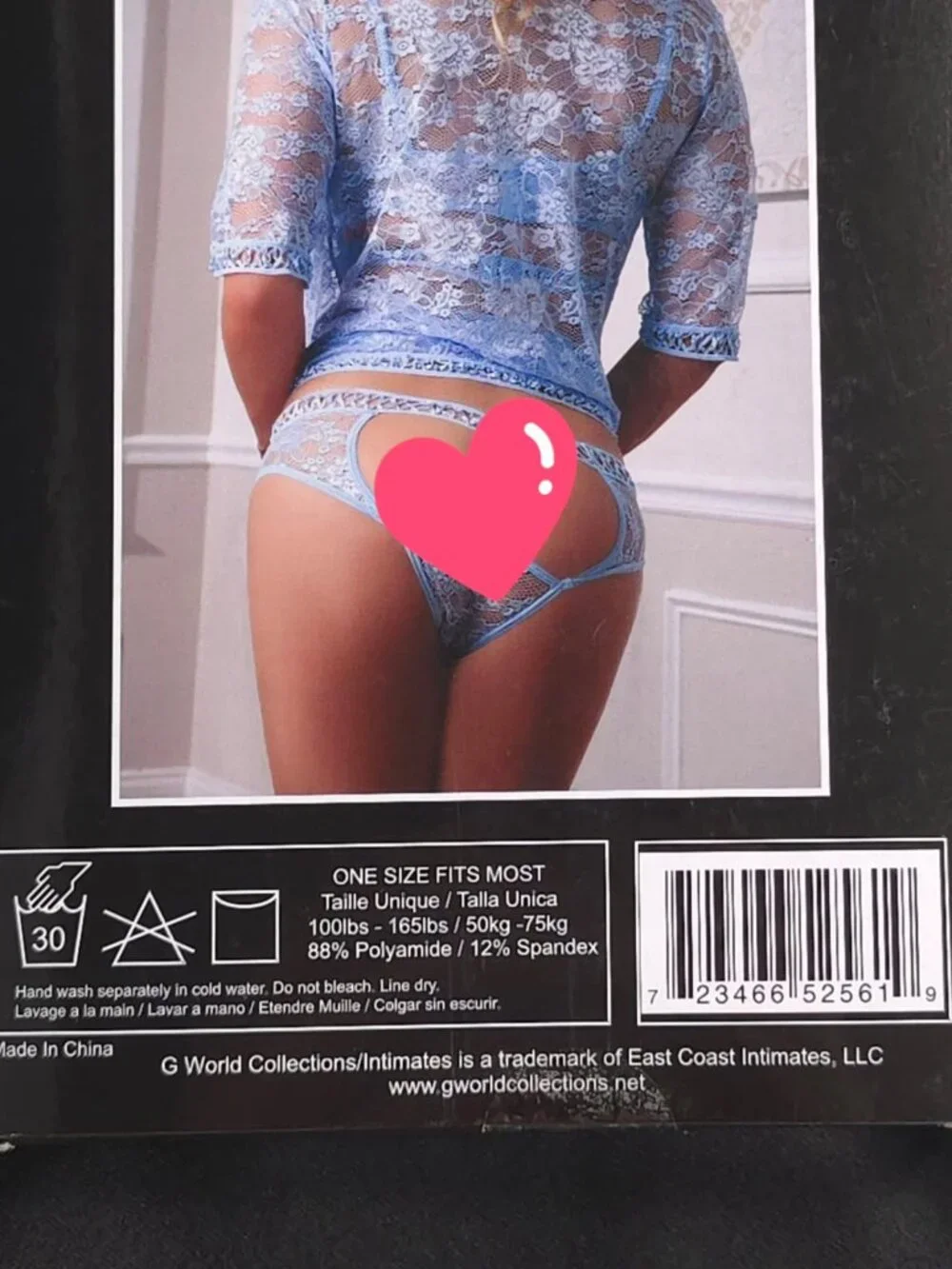 G WORLD Intimates Daisy Blue 3-Piece Lace Robe Cutout Bra Panty Set